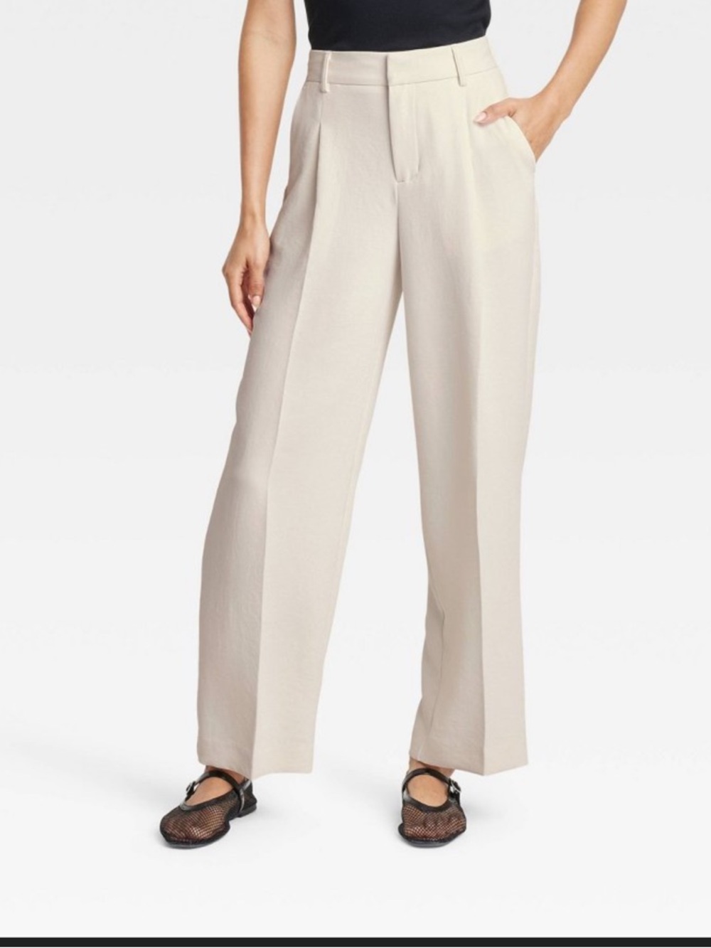 Womens Signature Crepe Essential Trouser - A NEW DAY - Off White  8 Short HR